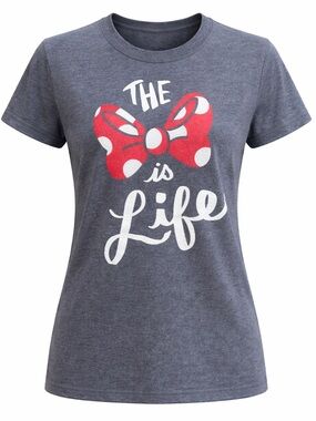 Disney Store Minnie Mouse "The Bow is Life" Graphic T-Shirt Glitter Bow! Woman L